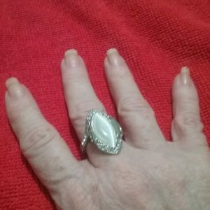 Silver plated large Pearl ring